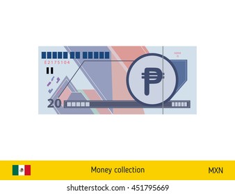 20 peso banknote illustration.