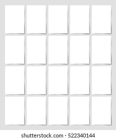 20 pieces blank A4 format sheet of white paper with the shadow for your design, vector illustration