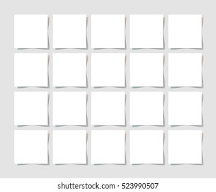 20 pieces square blank sheet of white paper with the shadow for your design, vector illustration