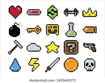 20 Pixel Game Material Vector Set