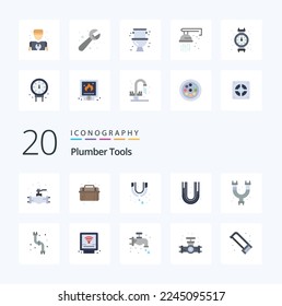 20 Plumber Flat Color icon Pack como fontanero mecánico de plomo de fugas mecánicas