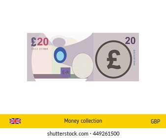 20 Pound Banknote Illustration.