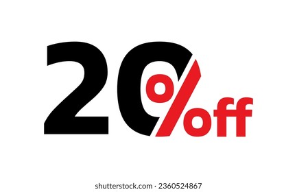 20% price off icon. 20 percent sale label, sign or tag. Discount, promotion banner design element. Vector illustration.