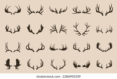 20 professional antlers silhouette vector