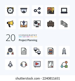 20 Project Planing Line Filled Color icon Pack like planning document report transfer mobile