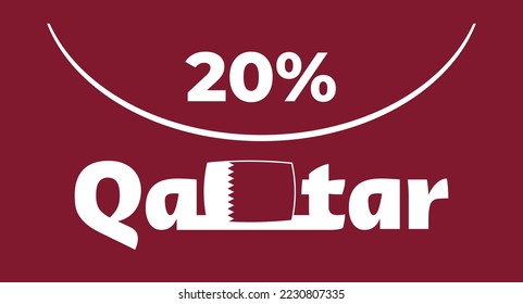 20% de la ilustración de arte vectorial de la etiqueta de signos de Qatar, fuente blanca, vista superior. perfecto para antecedentes, medios sociales, necesidades de diseño y más
