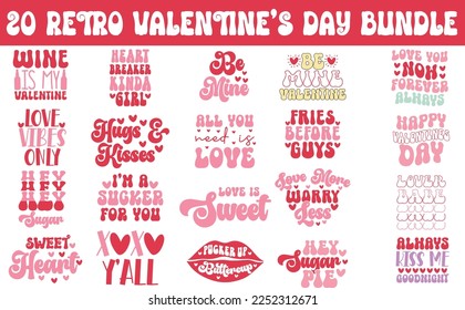 20 Retro Valentines SVG Bundle, Retro Valentine Designs svg, Valentine Shirts svg, Cute Valentines svg