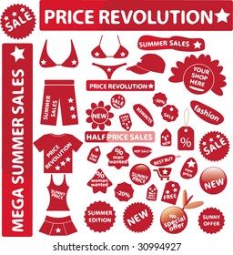 Más de 20 stickers de ventas revolucionarios.vector