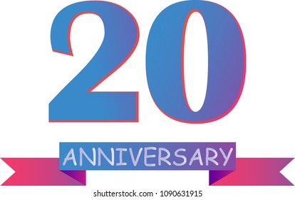 20 RIBBON ANNIVERSARY ICON VECTOR