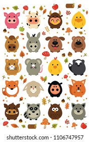 20 rounded chubby and cute forest and farm animals
100% vector flat file