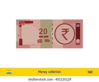 20 rupee banknote illustration.