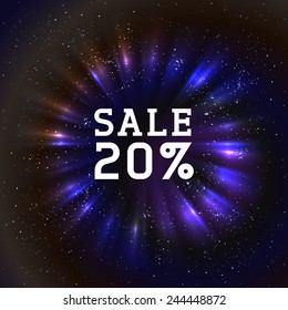 20% Sale Badge on cosmic background