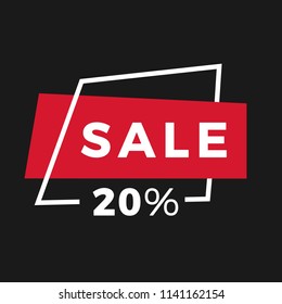 20% Sale Inscription Design Banner with Abstract Background. Discount Sticker. Vector illustration
