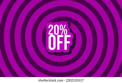 20% Sale Off Banner Discount Illustration Business Vector Purple Spiral White Bebas