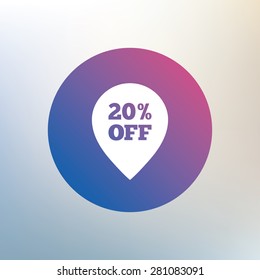 20% sale pointer tag sign icon. Discount symbol. Special offer label. Icon on blurred background. Vector