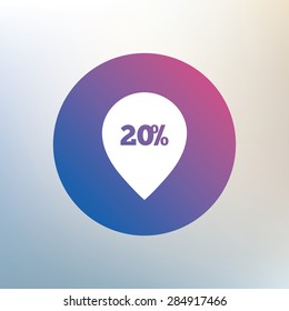 20% sale pointer tag sign icon. Discount symbol. Special offer label. Icon on blurred background. Vector