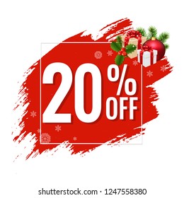 20% Sale Red Blobs Banner, Vector Illustration