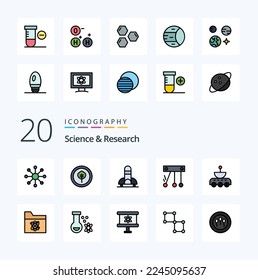 20 Science Line Filled Color icon Pack like space science ship satellite space