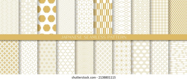 20 seamless japanese pattern. japanese traditional vector art. - Shutterstock ID 2138801115