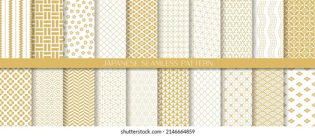 20 seamless japanese pattern. japanese traditional vector art.