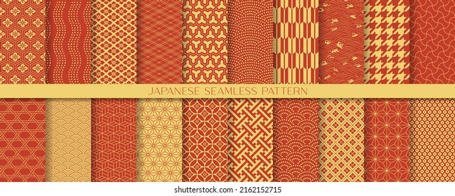 20 seamless pattern in Japanese style. Japanese traditional vector art. svg