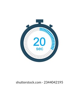 Icono vectorial de reloj de contador digital o temporizador de cuenta regresiva de 20 segundos. Icono del vector Stopwatch de 20 segundos, temporizador digital.