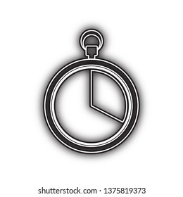 The 20 seconds, minutes stopwatch sign. Vector. Double contour black icon with soft shadow at white background. Isolated.