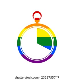 The 20 seconds, minutes stopwatch sign. Rainbow gay LGBT rights colored Icon at white Background. Illustration.