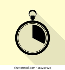 The 20 seconds, minutes stopwatch sign. Black icon with flat style shadow path on cream background.