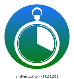 The 20 seconds, minutes stopwatch sign. Vector. White icon in bluish circle on white background. Isolated.
