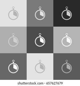 The 20 seconds, minutes stopwatch sign. Vector. Grayscale version of Popart-style icon.