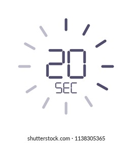 The 20 seconds, stopwatch vector icon, digital timer. clock and watch, timer, countdown symbol.
