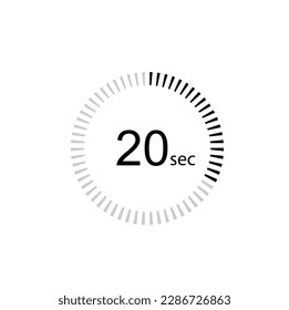 Icono de temporizador de 20 segundos, temporizador digital de 20 segundos. Reloj y reloj, cronómetro, cuenta regresiva.