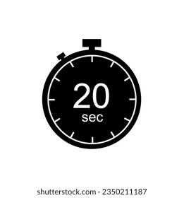 20 seconds timer, 20 sec stopwatch or countdown icon.