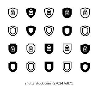 20 Security and Shield Icons Line and Solid style for Digital Protection