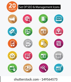 20 SEO & Web management icons,Colorful version,vector