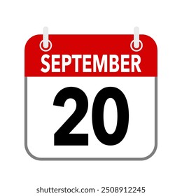 20 de septiembre, icono de fecha de calendario sobre fondo blanco.
