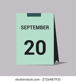 20 september calendar date icon minimal desk calendar vector illustration