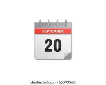 20 September calendar vector illustration on white background