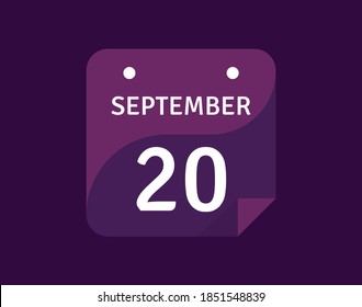 20 September, September 20 icon Single Day Calendar Vector illustration 
