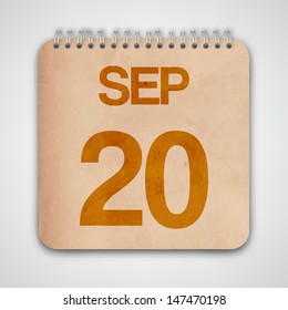 20 September on Old Notebook Vector 