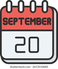 20 September Outline Filled Style Icon