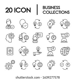 20 Set Collections Business thin line icons. Vector outline design symbols