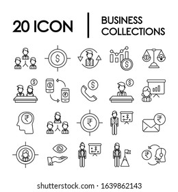 20 Set Collections Business thin line icons. Vector outline design symbols