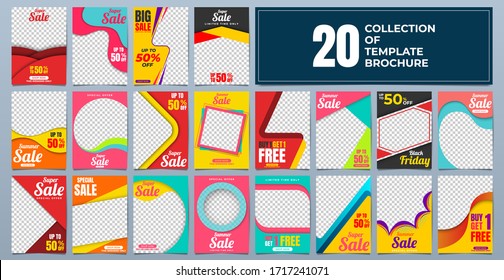 20 Set Flyer brochure for Promotion Sale design, Cover business advertising abstract background vector, Leaflet Modern poster magazine layout template, Annual report for presentation.