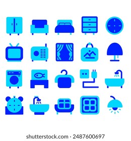 20 set icon interiors duo tone style