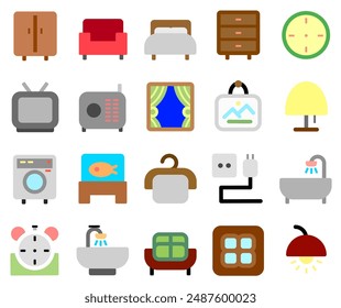 20 set icono interiores estilo plano