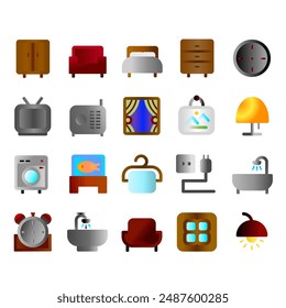 20 set icon interiors gradient style