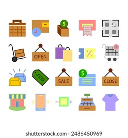 20 set icons e-commerce flat style for graphic design