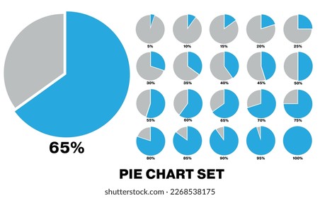 20 set pie chart percentage graph design, Infographic Vector 3d Pie Chart, Colorful circle percentage diagrams for infographic. 